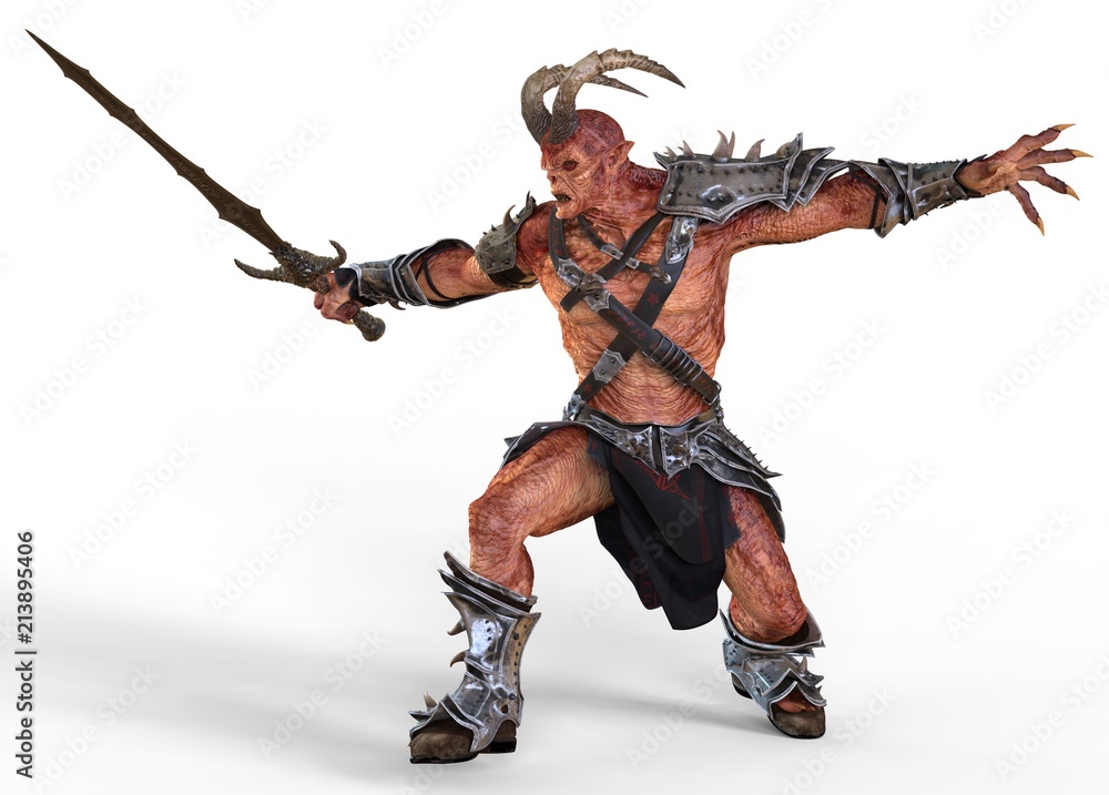 3D illustration demon monster isolated on white background 3D illustration demon monster isolated on white background