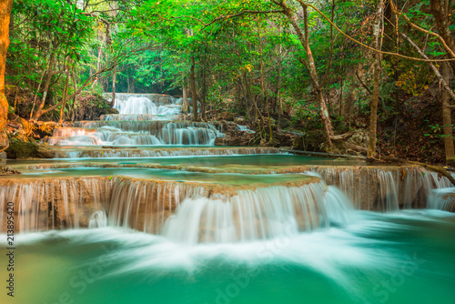 beautiful waterfall in forest, Kanchanaburi province, Thailand