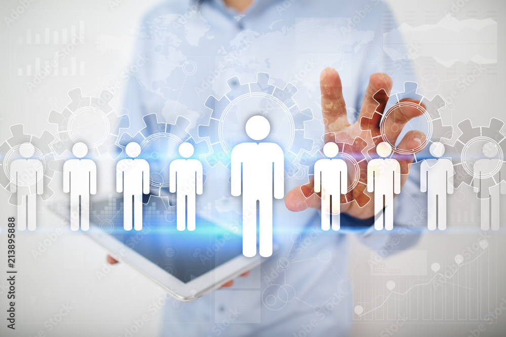 Human resource management, HR, recruitment, leadership and teambuilding. Business and technology concept. Human resource management, HR, recruitment, leadership and teambuilding. Business and technology concept.