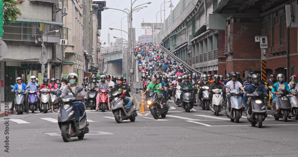 Motorbike traffic in taipei city
