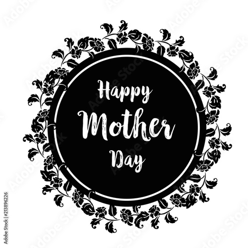 Happy Mother`s day template card with floral hand draw elements