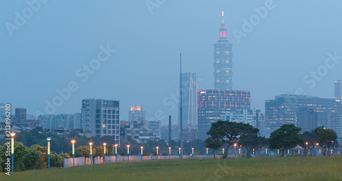 Taipei city river side in the evening
