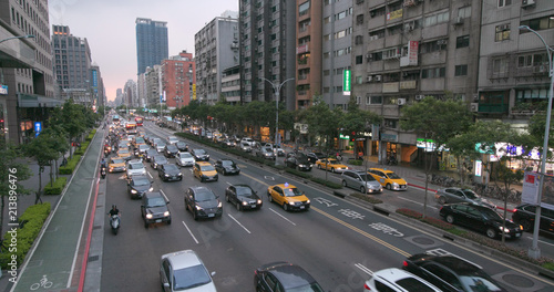 Taipei city traffic in the evening