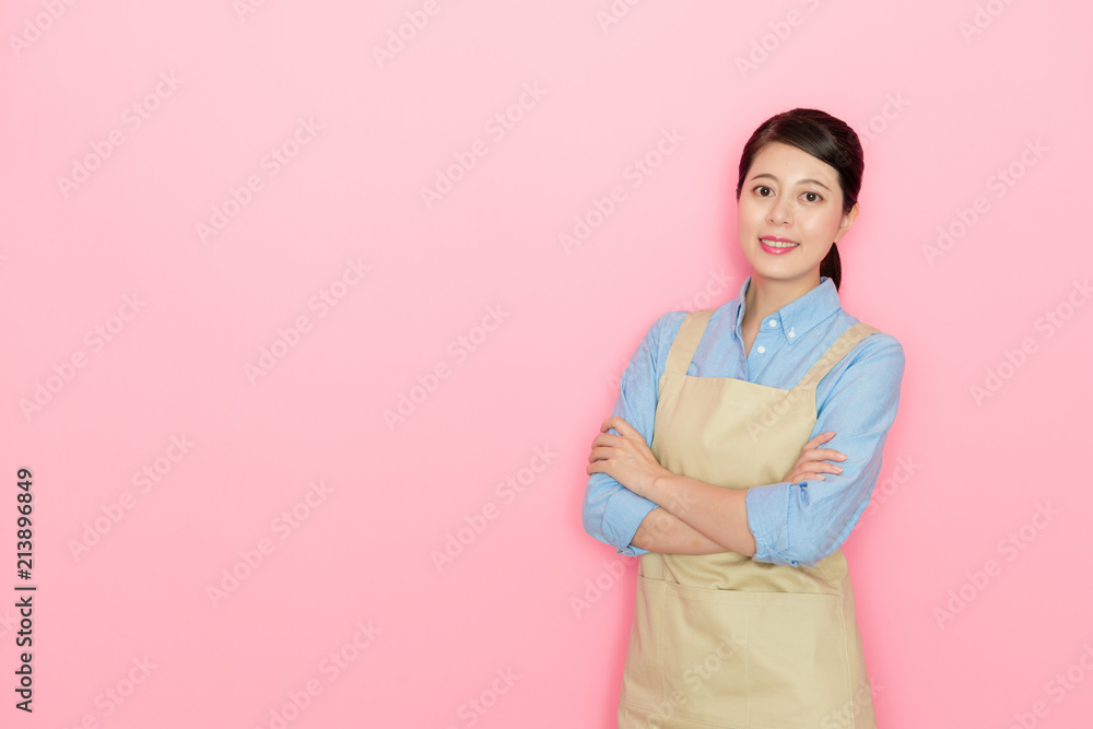 happy smile woman wearing the apron happy smile woman wearing the apron