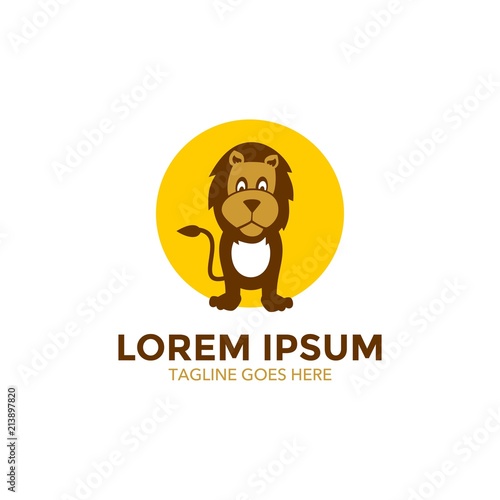Fototapeta Naklejka Na Ścianę i Meble -  Unique lion logo mascot template. vector. editable. simple shape. minimalist color. memorable
