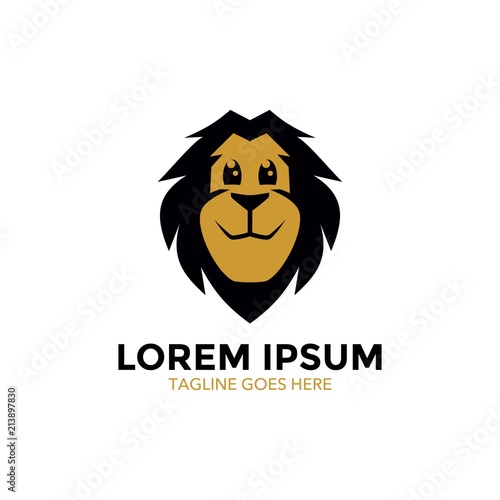 Fototapeta Naklejka Na Ścianę i Meble -  Unique lion logo mascot template. vector. editable. simple shape. minimalist color. memorable