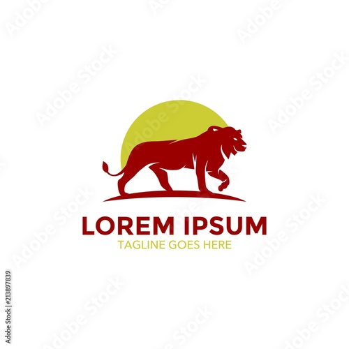 Fototapeta Naklejka Na Ścianę i Meble -  Unique lion logo mascot template. vector. editable. simple shape. minimalist color. memorable
