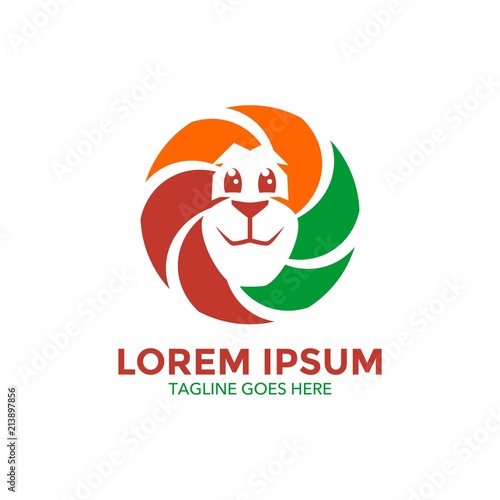 Fototapeta Naklejka Na Ścianę i Meble -  Unique lion logo mascot template. vector. editable. simple shape. minimalist color. memorable