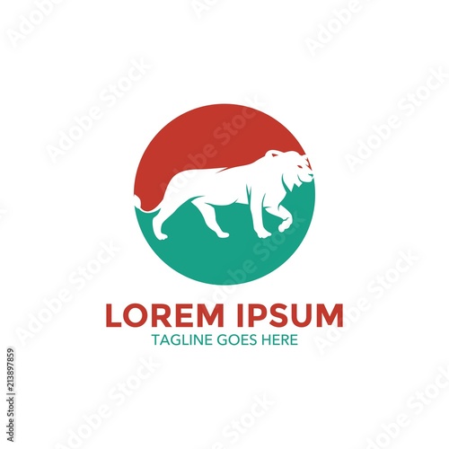 Fototapeta Naklejka Na Ścianę i Meble -  Unique lion logo mascot template. vector. editable. simple shape. minimalist color. memorable