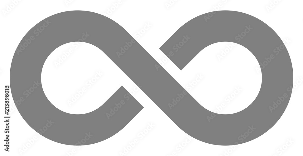 infinity symbol medium gray - simple with discontinuation - isolated - vector