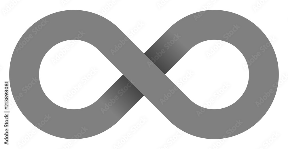infinity symbol medium gray - simple with shadow - isolated - vector infinity symbol medium gray - simple with shadow - isolated - vector