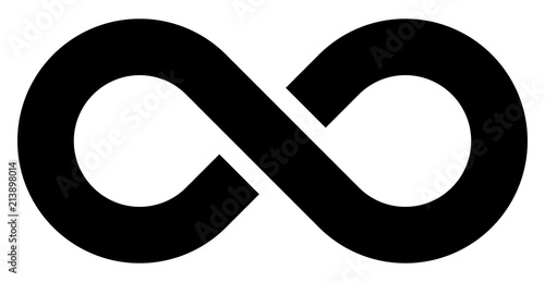 infinity symbol black - simple with discontinuation - isolated - vector photo