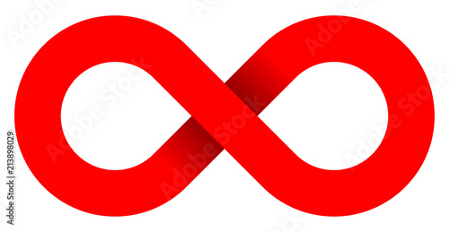 infinity symbol red - simple with shadow - isolated - vector