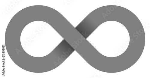 infinity symbol medium gray - simple with shadow - isolated - vector