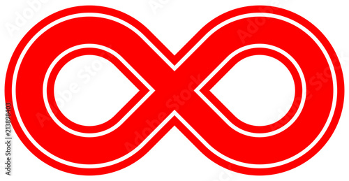 infinity symbol red - outlined - isolated - vector