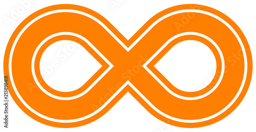 infinity symbol orange - outlined - isolated - vector
