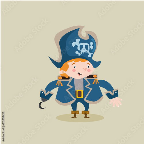 happy cute kids pirate seaman robber sailor burglar buccaneer cartoon character