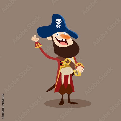 happy cute bearded pirate seaman robber sailor burglar buccaneer cartoon character