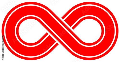 infinity symbol red - outlined with discontinuation - isolated - vector