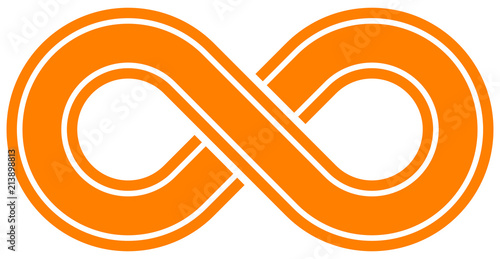 infinity symbol orange - outlined with discontinuation - isolated - vector