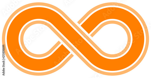 infinity symbol orange - outlined with discontinuation - isolated - vector