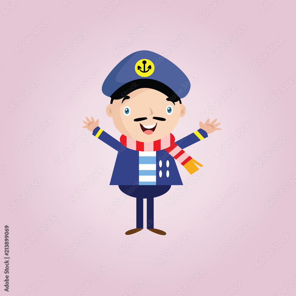 happy funny joyful seaman navy sailor marine mariner cartoon character
