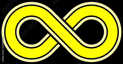 infinity symbol yellow - outlined with discontinuation - isolated - vector