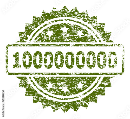 1000000000 stamp seal watermark with rubber print style. Green vector rubber print of 1000000000 tag with dust texture.
