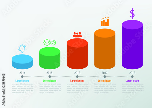 Business infographic template with 5 options, Abstract elements diagram or processes and business flat icon, Vector business template for presentation.Creative concept for infographic.