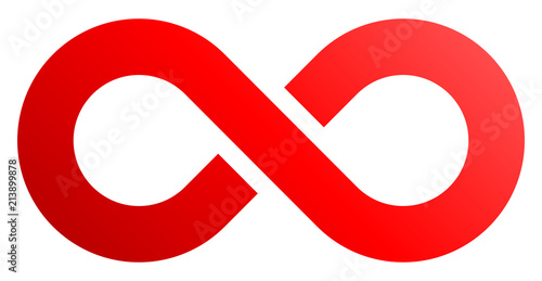 infinity symbol red - gradient with discontinuation - isolated - vector