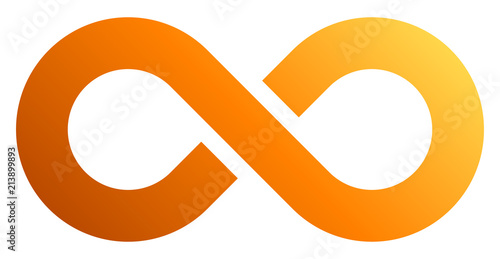 infinity symbol orange - gradient with discontinuation - isolated - vector