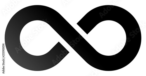 infinity symbol black - gradient with discontinuation - isolated - vector