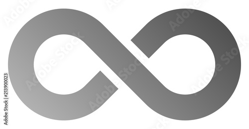 infinity symbol gray - gradient with discontinuation - isolated - vector