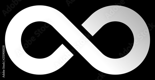 infinity symbol white - gradient with discontinuation - isolated - vector