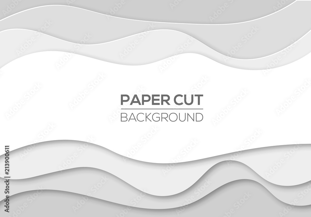 Modern paper cut art cartoon abstract waves background Modern paper cut art cartoon abstract waves background
