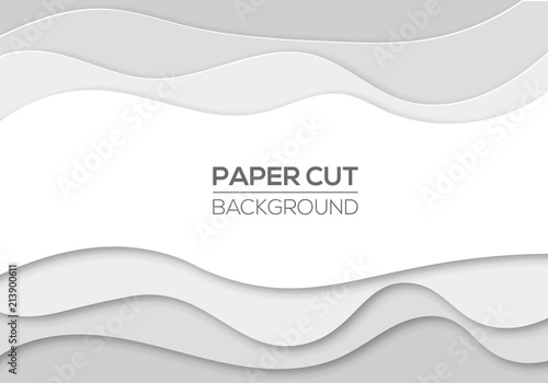 Modern paper cut art cartoon abstract waves background