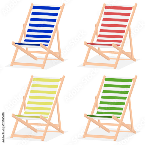 Chaise lounge, a set of four realistic sun loungers