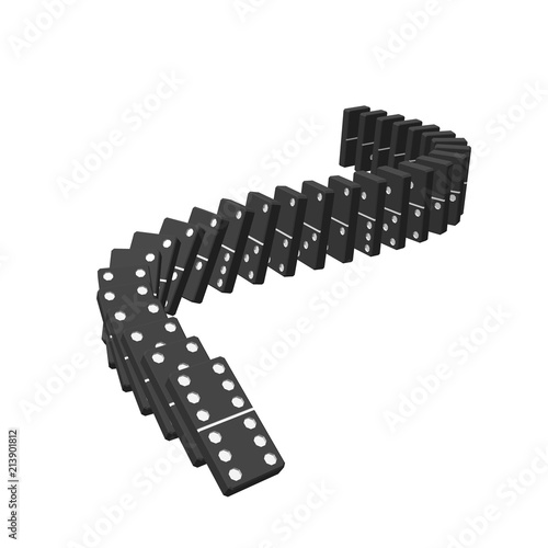 Falling dominoes. Isolated on white background. 3d Vector illustration.
