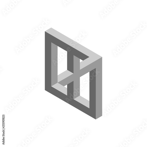 Impossible object. Isolated on white background. 3d Vector illustration.