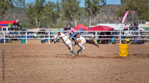 Cowgirl Barrel Racing At A Country Rodeo