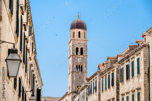 The house and Church bell tower in Dubrovnik,Croatia.