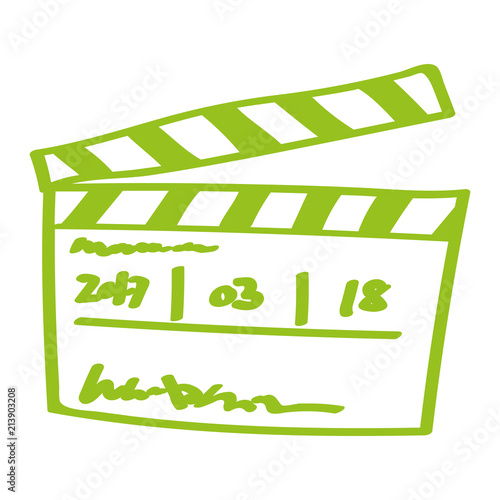 Handgezeichnete Filmklappe in hellgrün