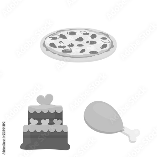Fast food monochrome icons in set collection for design.Food from semi-finished products vector symbol stock web illustration.