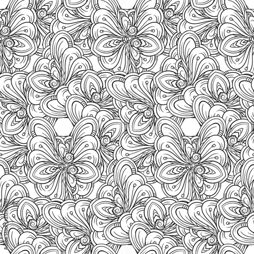 Black and white abstract seamless pattern.