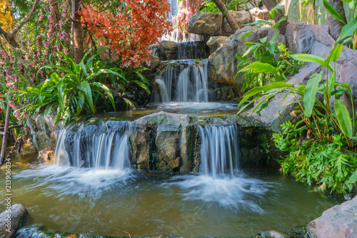 Waterfall in garden at the public park