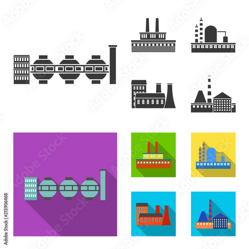 Industry, production.Factory set collection icons in black, flat style vector symbol stock illustration web.