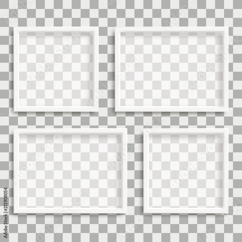 4 White Rectangle Frames Bright Pic Transparent