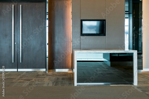 Modern register desk in front of conference room interior decoration contemporary