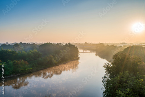 Landscape of kok river in the morning at chiang rai province Thailand