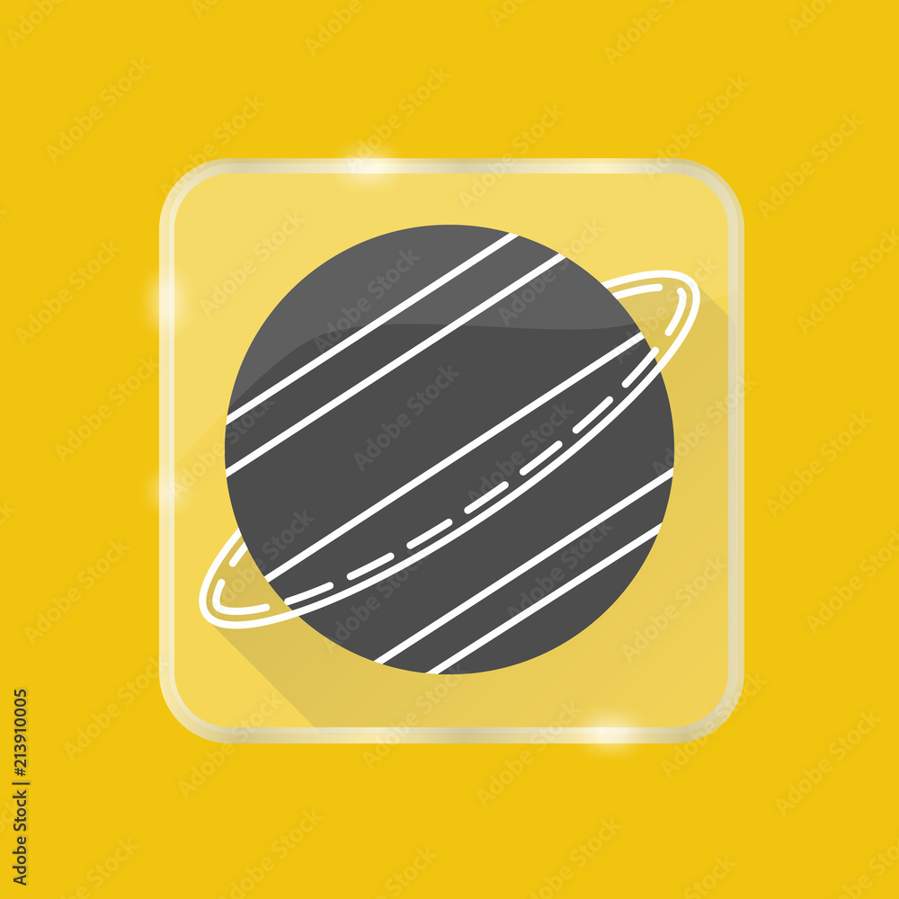Planet Saturn silhouette icon in flat style on transparent button Planet Saturn silhouette icon in flat style on transparent button